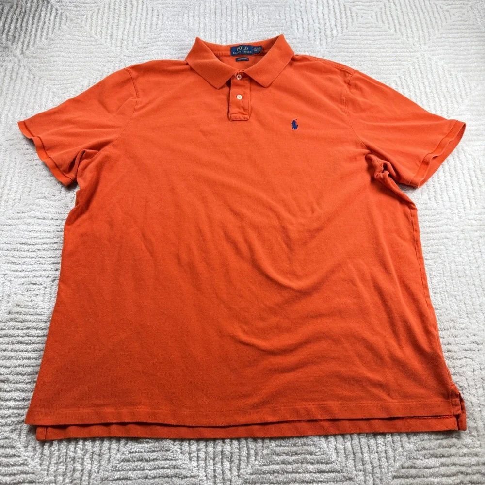 Polo Ralph Lauren Polo Shirt Men XXL Orange Classic Fit Cotton Preppy Golf Fratt